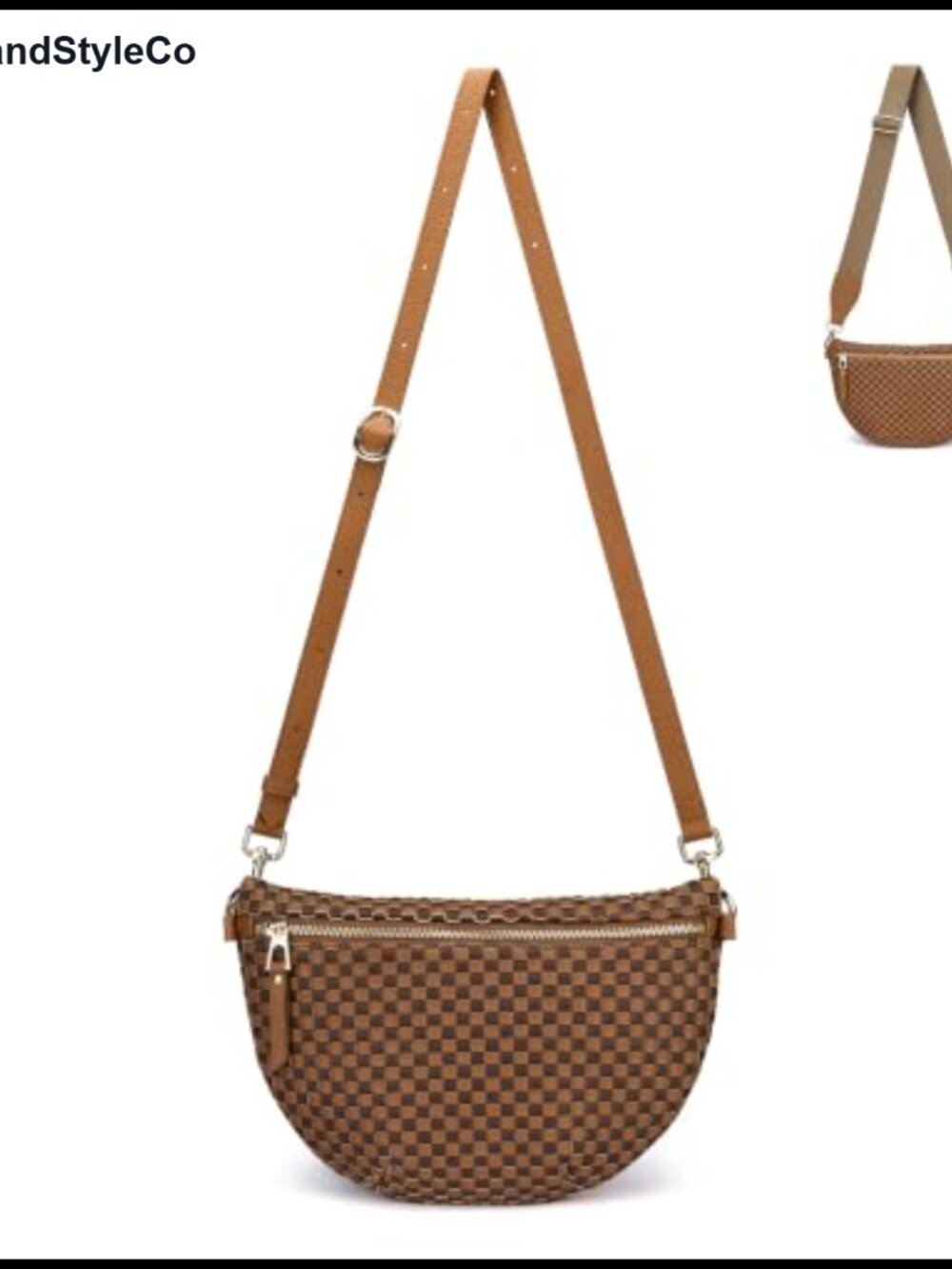 Woven PU Leather Crossbody Bag for Women Medium Adjustable Strap Waist Pack
